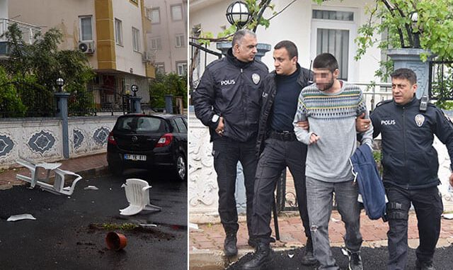 Sinir krizi geçirince eşyaları balkondan attı