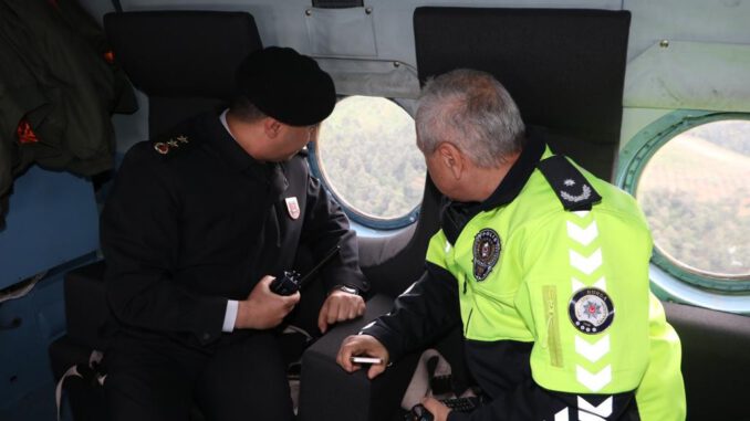 Bursa'da trafiğe helikopterli denetim