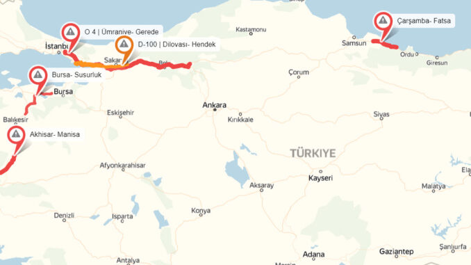 Yandex Navigasyon bayram trafiği haritasını çıkardı