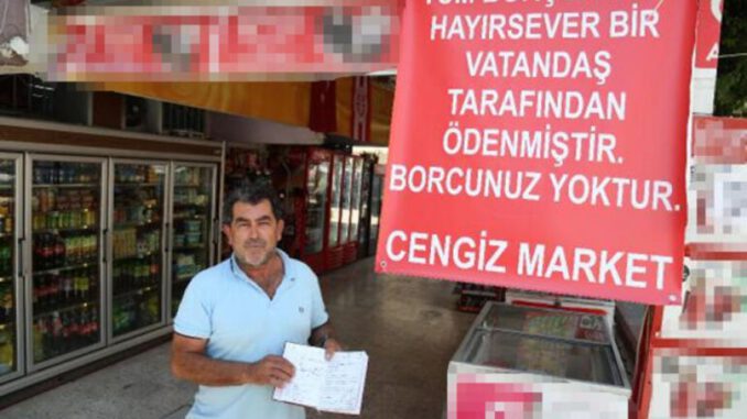 Hayırsever, marketin veresiye defterini satın aldı