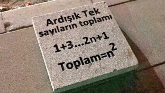 Ankara'da kaldırımlara trigonometri formülü yazıldı