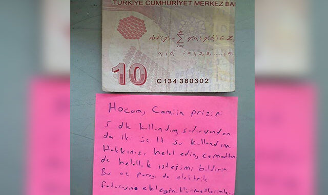 Caminin elektriğini kullandı, notla helallik istedi